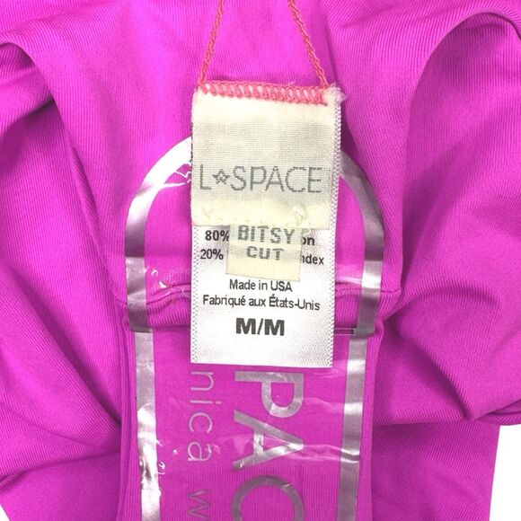 L*SPACE Harrington High Waist Bitsy Cut Bikini Bottoms - Fuchsia - Size Medium - Picture 5 of 6